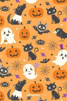 Paperback Notebook: Pumpkins, wolves, spiders, ghosts and bats Halloween: notebook, Daily Journal, Composition Book Journal, College Ruled Book