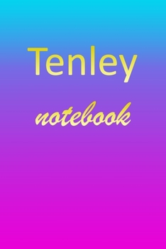 Tenley: Blank Notebook Wide Ruled Lined Paper Notepad Writing Pad Practice Journal Custom Personalized First Name Initial T Blue Purple Gold Taking Class Notes, Homework, Studying School Homeschool & 