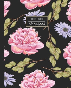 Paperback Dot Grid Notebook: Dotted Grid Notebook/Journal - Silk Screen Painted Pink Rose Floral Pattern - 100 Pages - 7.5" x 9.25" - Children Kids Book