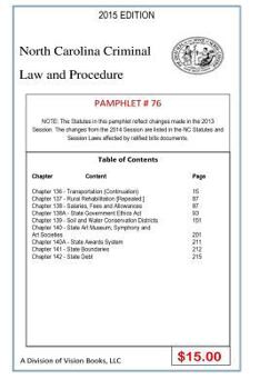 Paperback North Carolina Criminal Law and Procedure-Pamphlet 76 Book