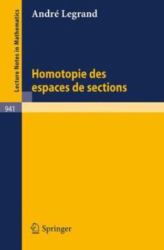 Paperback Homotopie Des Espaces de Sections [French] Book