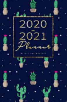 Paperback 2020-2021 Weekly And Monthly Planner: Calendar Schedule, Squares Quad Ruled Notes, Dot Notes, No Holiday, Cactus (January 2020 through December 2021) Book