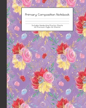 Paperback Primary Composition Notebook: Alice in Wonderland -Grades K-2 - Handwriting Practice Paper-Primary Ruled With Dotted Midline - 100 Pgs 50 Sheets - P Book