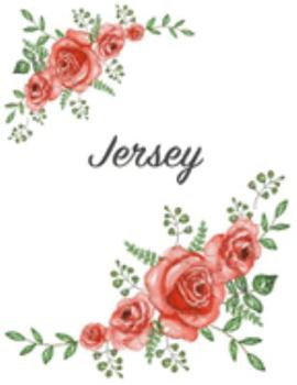 Jersey: Personalized Composition Notebook – Vintage Floral Pattern (Red Rose Blooms). College Ruled (Lined) Journal for School Notes, Diary, Journaling. Flowers Watercolor Art with Your Name