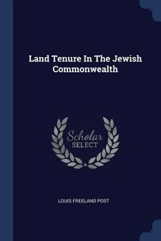 Paperback Land Tenure In The Jewish Commonwealth Book