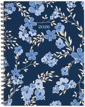 Spiral-bound Blue Floral 2026 8.5 X 11 Weekly Monthly Softcover Planner Book