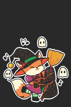 Funny Fox Dances With Witch Broom On The Halloween Party Notebook: Graph Paper Journal for Kids 6x9 - 120 Pages - Cartoon Comic Cover