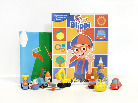 Phidal - Moonbug Blippi My Busy Books -10 Figurines and a Playmat - Book  of the My Busy Books