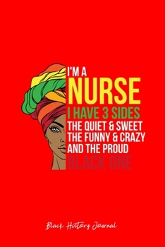 Black History Journal: Proud Black Nurse Woman Afro Cool Black History Month Gift - Red Ruled Lined Notebook - Diary, Writing, Notes, Gratitude, Goal Journal - 6x9 120 pages