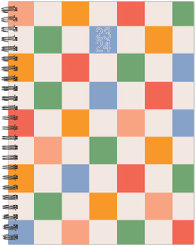 Spiral-bound Retro Checkers Academic 2023-24 6.5 X 8.5 Softcover Weekly Planner Book