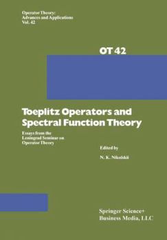 Paperback Toeplitz Operators and Spectral Function Theory: Essays from the Leningrad Seminar on Operator Theory Book