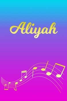 Aliyah: Sheet Music Note Manuscript Notebook Paper | Pink Blue Gold  Personalized Letter A Initial Custom First Name Cover | Musician Composer ... Notepad Notation Guide | Compose Write Songs
