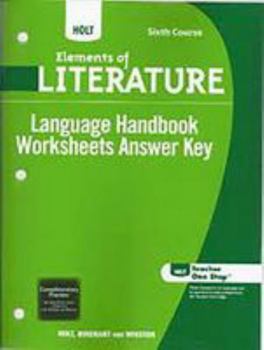 Paperback Holt Elements of Literature: Language Handbook Worksheets: Grammar, Usage, and Mechanics Third Course Book