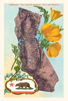 Paperback "The Vintage Journal California Map with Bear and Poppies Book