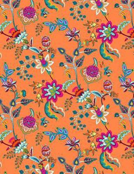 Paperback My Big Fat Journal Notebook Chinoiserie Pattern On Orange: Jumbo Sized Ruled Notebook Journal - 300 Plus Lined and Numbered Pages With Index For Journ Book