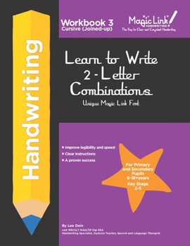 Paperback Learn to Write 2-Letter Combinations - Cursive (Joined-up): Unique Magic Link Font Book