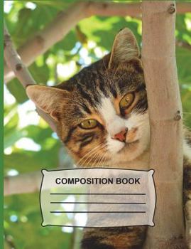 Cat in the Tree Composition Book: Graph Paper 5x5- 108 Pages Book (7.44 x 9.69) - Tabby Cat Notebook for girls, kids, school, students, teachers, Offi