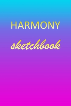 Paperback Harmony: Sketchbook - Blank Imaginative Sketch Book Paper - Pink Blue Gold Custom Letter H Personalized Cover - Teach & Practic Book