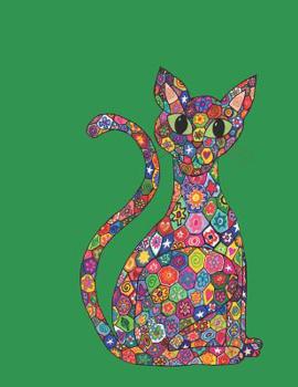 Paperback Cute Colorful Millefiori Mosaic Kitty Cat Journal in Green Book