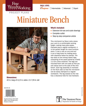 Misc. Supplies Fine Woodworking's Miniature Bench Plan Book