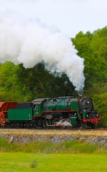 Paperback Notebook: train locomotive railway green smoke trains railways Book