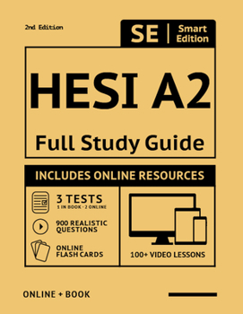 Paperback Hesi A2 Full Study Guide 2nd Edition: Complete Subject Review with 100 Video Lessons, 3 Full Practice Tests Book + Online, 900 Realistic Questions, Pl Book