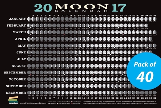 Misc. 2017 Moon Calendar Card (40-Pack): Lunar Phases, Eclipses, and More! Book