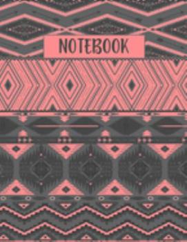 Notebook: Large Size College Ruled Gray Coral Boho Pattern Cover - Blank Lined Interior
