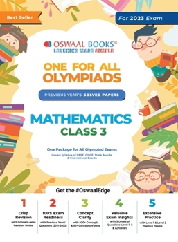 Paperback Oswaal One For All Olympiad Previous Years' Solved Papers, Class-3 Mathematics Book (For 2022-23 Exam) Book