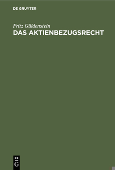 Hardcover Das Aktienbezugsrecht [German] Book