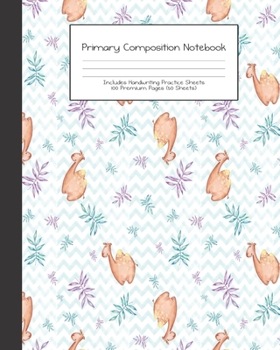 Primary Composition Notebook: Cute Animal Safari Baby Jungle Animals |Grades K-2 | Handwriting Practice Paper|Primary Ruled With Dotted Midline | 100 ... Girls | Elementary | Teacher | School | Gift