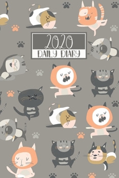 Paperback 2020 Daily Diary: A5 Day on a Page to View Full DO1P Planner Lined Writing Journal - Khaki Green & Orange Cats Do Yoga Book