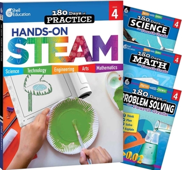 180 Days STEAM, Science, Math, & Problem Solving Grade 4: 4-Book Set