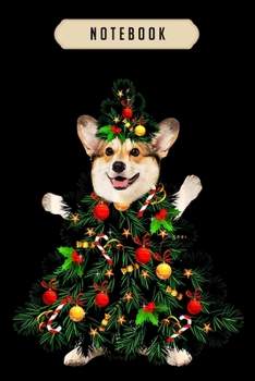 Notebook: Cute corgi christmas tree light xmas Notebook|6x9(100 pages)Blank Lined Paperback Journal For Student, corgi pups, corgi butt gift, corgi ... girls, boys, men, corgi birthday gift,
