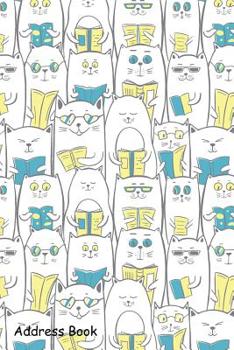 Paperback Address Book: For Contacts, Addresses, Phone, Email, Note, Emergency Contacts, Alphabetical Index With Cats Books Seamless Pattern Book