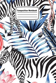Composition Notebook: Tropical Zebra Flamingo,  6x9 inches, 120 Blank Lined Pages, Matte cover
