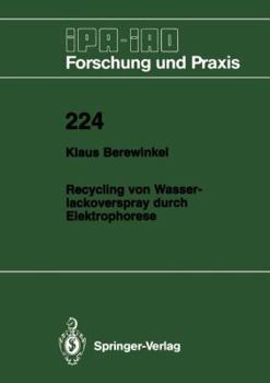 Paperback Recycling Von Wasserlackoverspray Durch Elektrophorese [German] Book