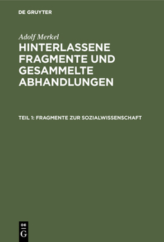 Hardcover Fragmente Zur Sozialwissenschaft [German] Book