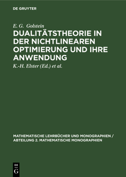 Hardcover Dualitätstheorie in Der Nichtlinearen Optimierung Und Ihre Anwendung [German] Book