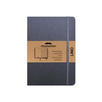Moustachine Classic Linen Large Grey Ruled Hardcover