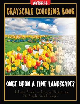 Paperback Once Upon A Time Landscapes: Grayscale Coloring Book Relieve Stress and Enjoy Relaxation 24 Single Sided Images Book