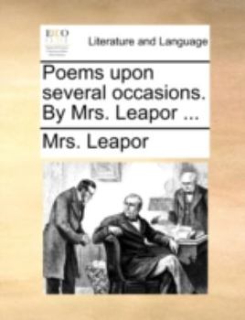 Paperback Poems Upon Several Occasions. by Mrs. Leapor ... Book