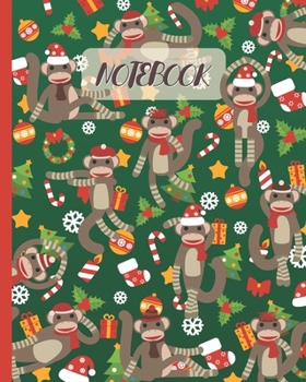 Paperback Notebook: Cute Sock Monkeys & Christmas Party - Lined Notebook, Diary, Track, Log & Journal - Gift Idea for Boys Girls Teens Men Book