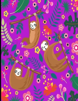 Paperback Alexandra: Purple Sloth Notebook, 366 Pages College Ruled Sloth Notebook, Cute Sloth Cover Note Pad Book