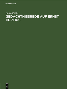 Hardcover Gedächtnissrede Auf Ernst Curtius [German] Book