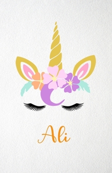 Paperback Ali A5 Lined Notebook 110 Pages: Funny Blank Journal For Lovely Magical Unicorn Face Dream Family First Name Middle Last Surname. Unique Student Teach Book