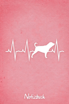 Notizbuch: Rosanes kariertes Rottweiler Herzschlag Hunde Notizheft ca DIN A5 weiß kariert 110 Seiten (German Edition)