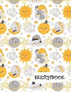 Paperback Sketchbook: Sleepy Sun Moon Clouds Fun Framed Drawing Paper Notebook Book