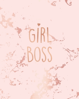 Paperback Girl Boss: Inspirational Quote Bullet Journal, Trendy Pink Marble and Rose Gold - 8 x 10, 120 Dot Grid Pages Book