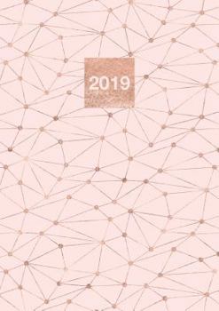 2019: A5 Diary Planner Journal WO2P Week on 2 Pages Horizontal Layout Geometric Rose Gold Design